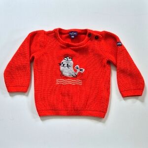 Sergent Major 24m Red Baby Sweater with Cute Seal Design